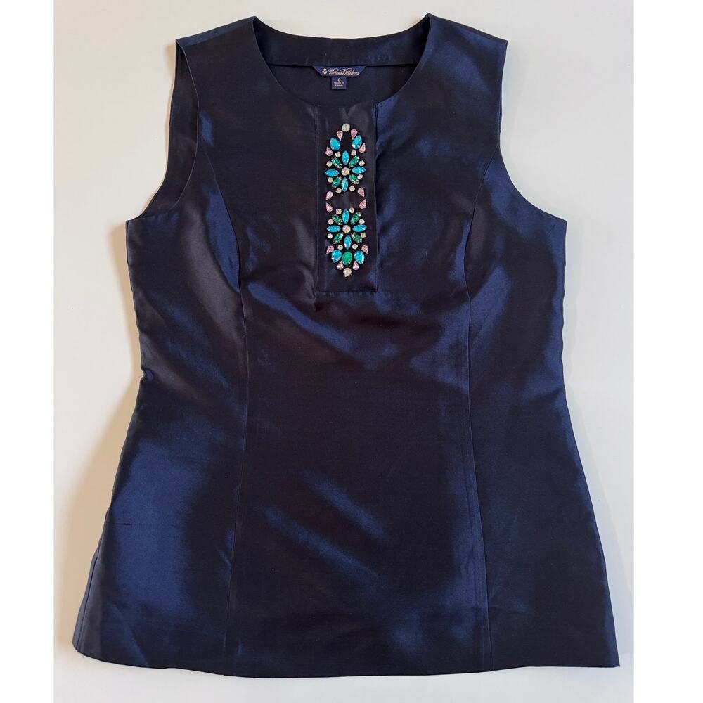 Brooks Brothers Silk Sleeveless Jeweled Blouse Size 8 Date Night Cocktail Party